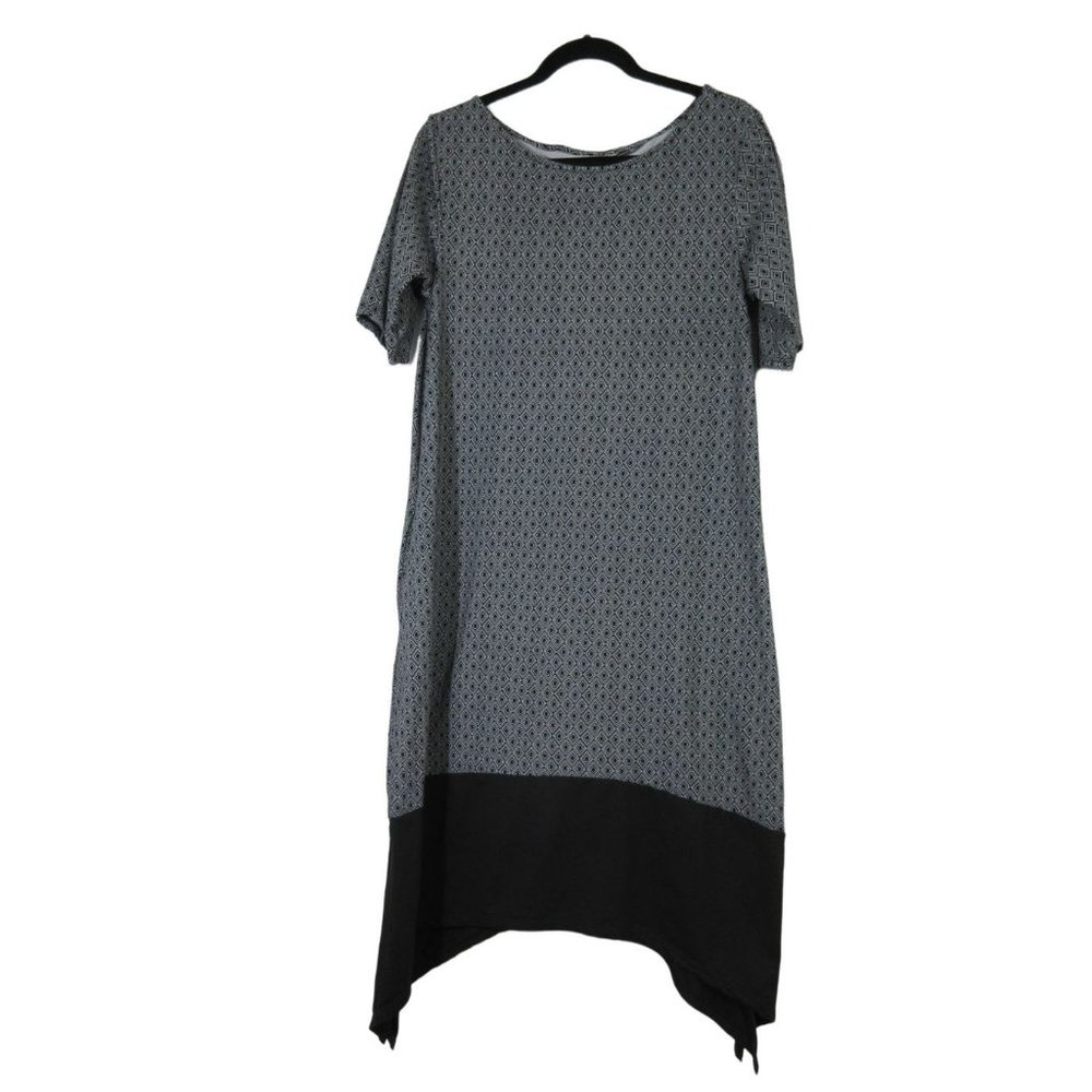 Cuddl Duds women's 1/2 sleeve‎ Flexwear geometric print rainbow hem lounge dress